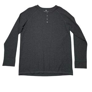 Mack Weldon WARMKNIT Waffle Henley Thermal Gray Long sleeve Mens Size XL